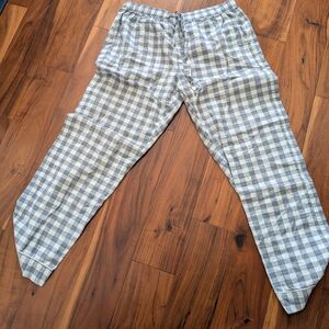 Jigsaw Blue and White Check Cotton Joggers